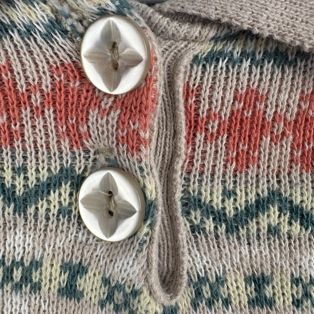 Vtg 90s Weathervane knit‎ polo sweater M beige Fair Isle grandpacore retro - Picture 8 of 12